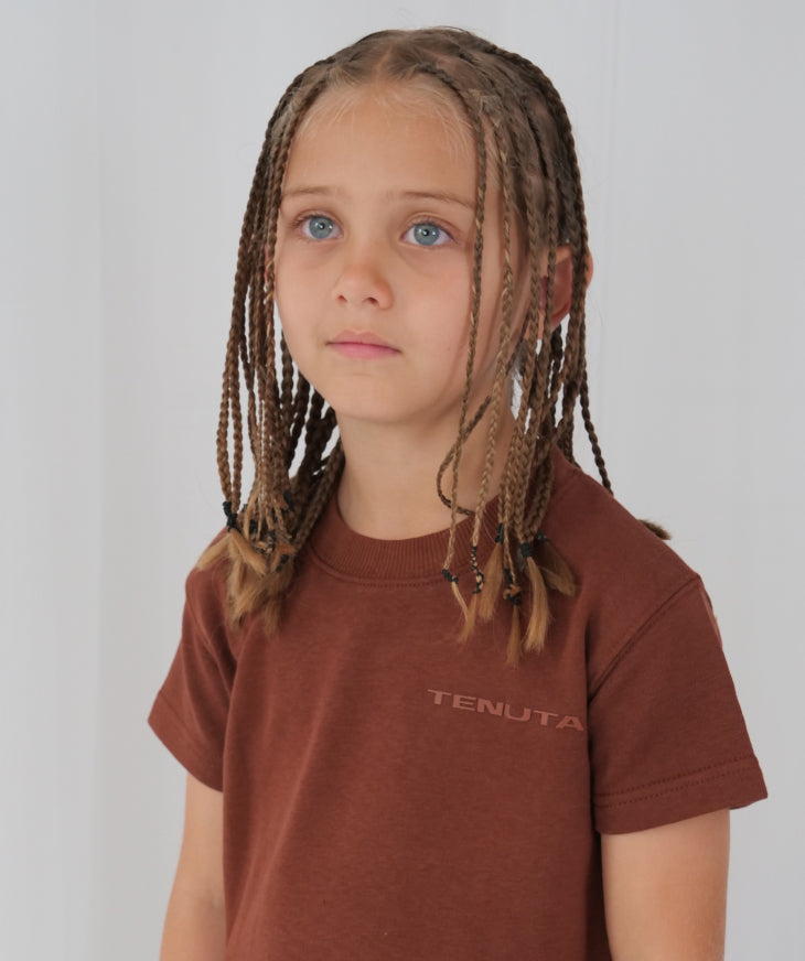Brown Luxe French Terry Tee – Kid's