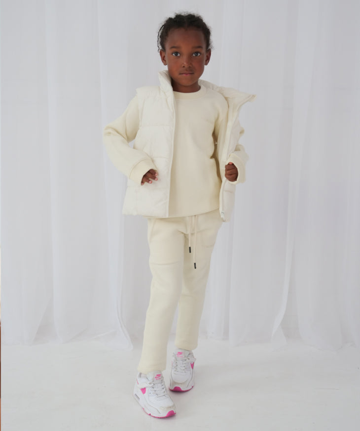 Cream French Terry Tracksuit Bottoms – Kid’s