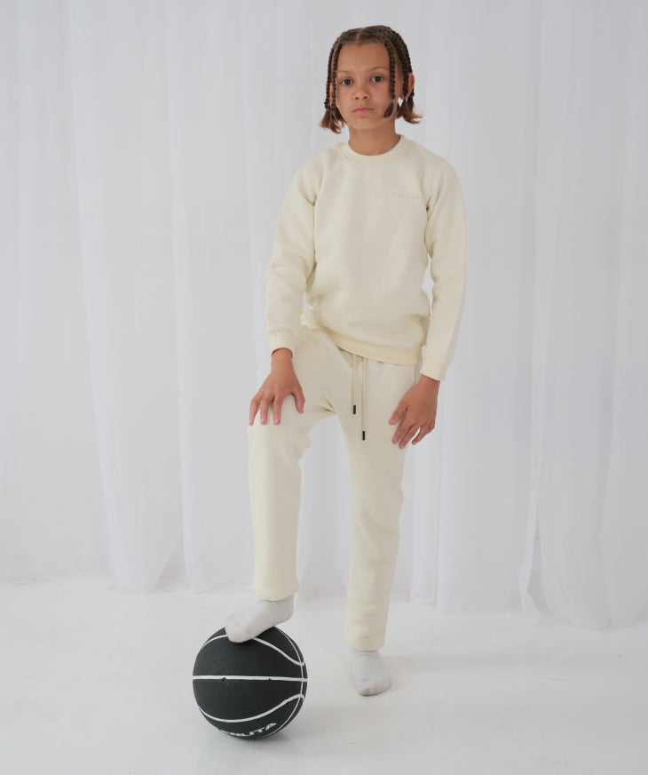 Cream French Terry Tracksuit Bottoms – Kid’s