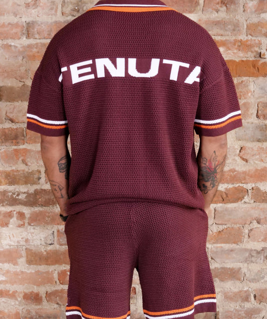 Brown orange and white shirt & short set