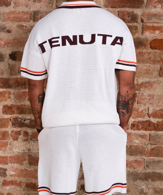 White orange and brown short & shirt set