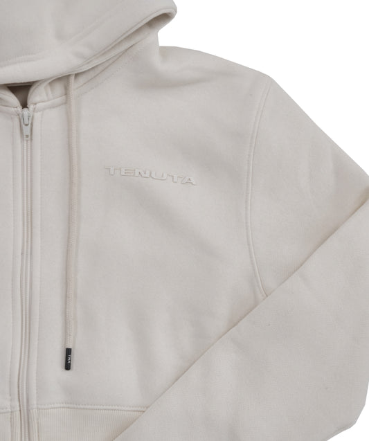 Cream Cropped French Terry Zip Hoodie – Women’s