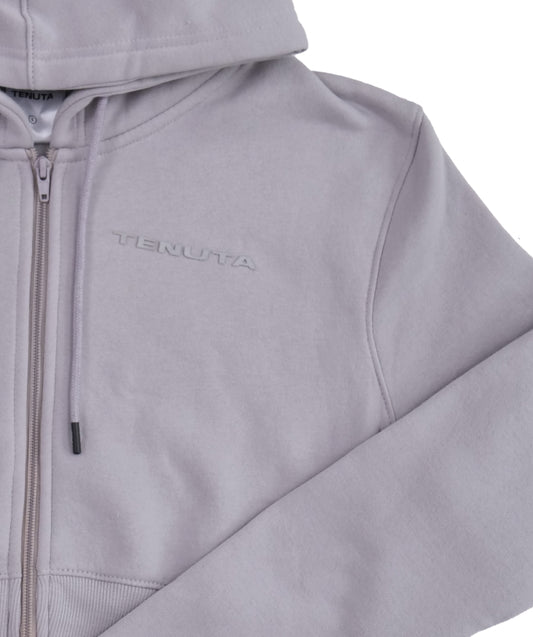 Grey Cropped French Terry Zip Hoodie – Women’s