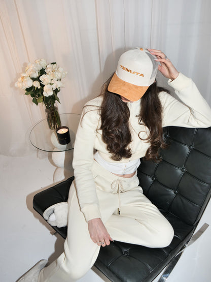 Tenuta trucker corduroy and velvet - Cream and brown