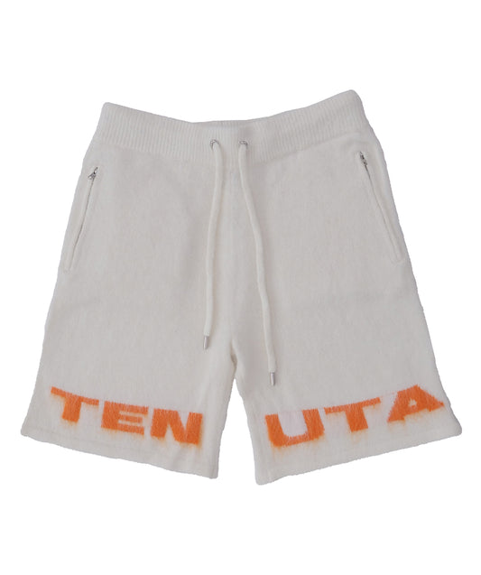 Cream & Orange Mohair Blend Shorts – Unisex