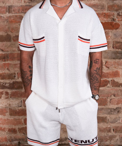 White orange and brown  short & shirt set