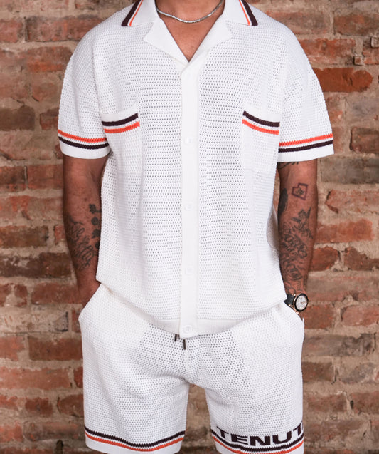 White orange and brown  short & shirt set