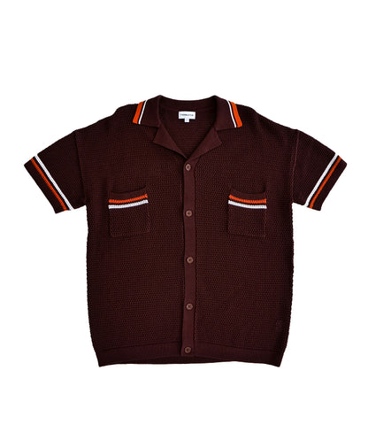Brown orange and white shirt & short set