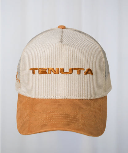 Tenuta trucker corduroy and velvet - Cream and brown
