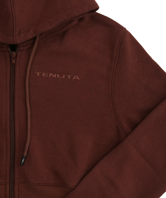 Brown Cropped French Terry Zip Hoodie – Women’s