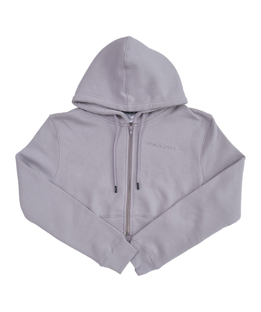 Grey Cropped French Terry Zip Hoodie – Women’s