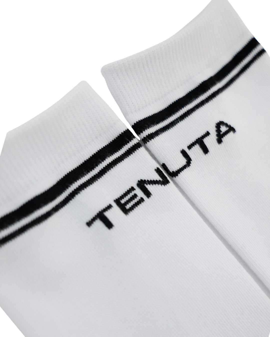 Tenuta socks white with black logo and two black stripes